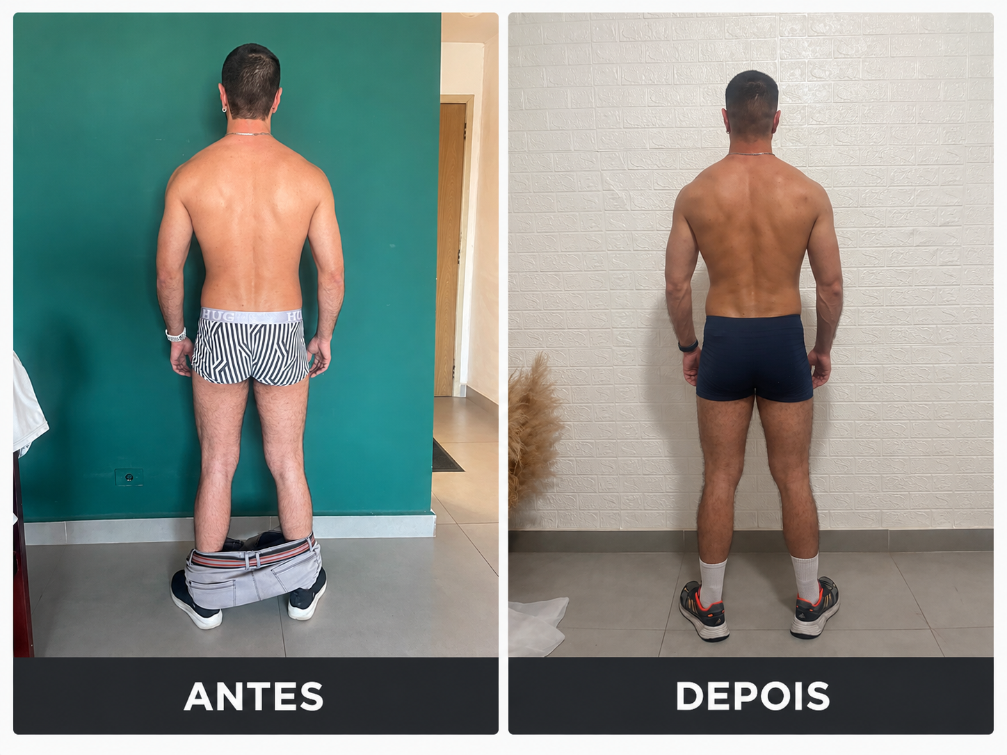 Comparativo 10 de antes e depois, vista costas